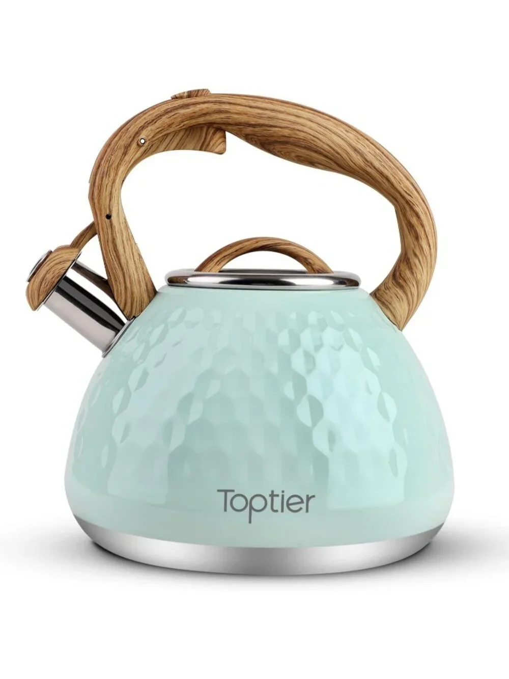 Light Green Kitchen Whistling Tea Kettle 2.7-QT Stainless Steel Diamond Design
